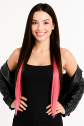 Neon Pink Under Color Hair Extensions